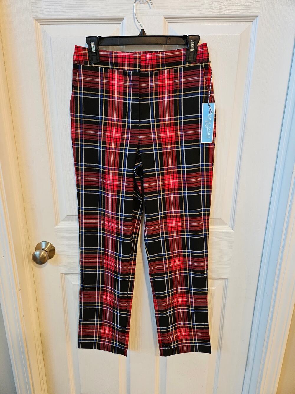 Draper James RSVP Plaid Ankle Pants Women’s Small Red Black Tartan Stretch NWT